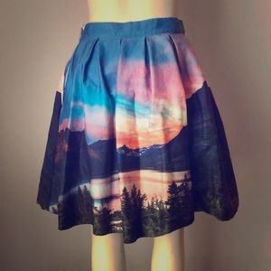 ModCloth Mountain sunset skirt with pockets!